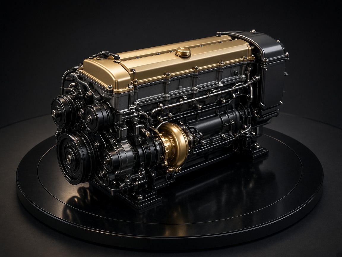 Inline-six on a dark bench